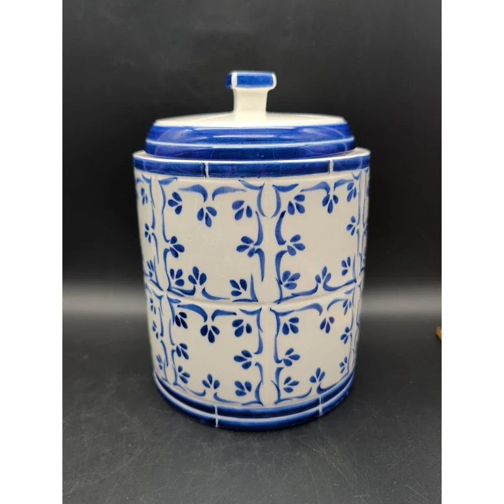 Cardinal Canister Blue And White Tile Large